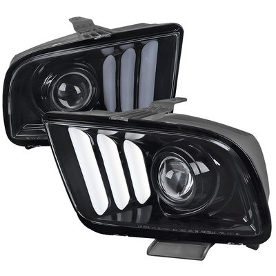 2005-2009 Ford Mustang LED Bar Projector Headlights Chrome/Smoke Lens