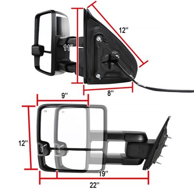 2014-2018 Chevy Silverado/ Sierra Folding Heated & Manual Towing Mirrors Smoke