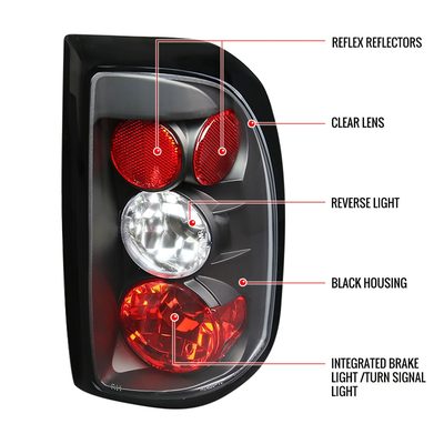 1997-2004 Dodge Dakota Tail Lights Matte Black Housing/Clear Lens