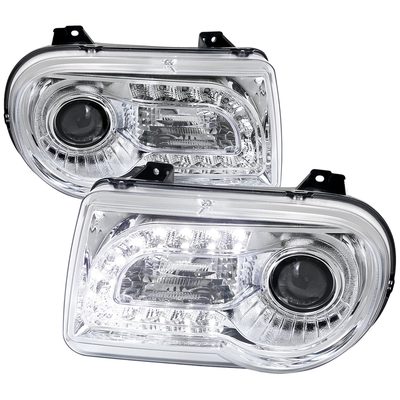 2005-2010 Chrysler 300 Projector Headlights w/ LED Light Strip Chrome/Clear