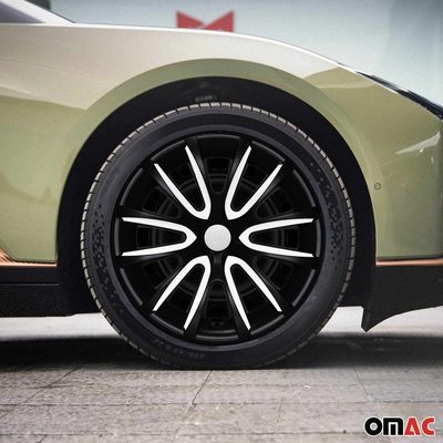 Bicolo Hub Caps Wheel Cover 14" Black Matt & White Full Set 4 pcs.