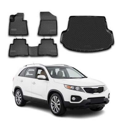 2012-2020 Kia Sorento Floor Mats & Cargo Liner Full Set All Weather Black