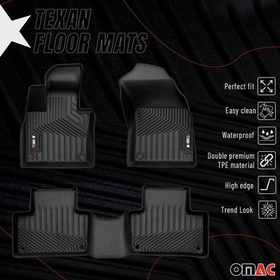2016-2026 Volvo XC90 Premium Floor Mats Liners First and Second Row Set Black