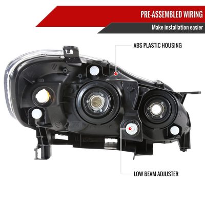 2003-2008 Toyota Corolla Factory Style Headlights Matte Black/Clear Lens