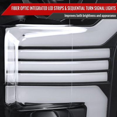 2015-2017 Ford F-150 LED Bar Projector Headlights Turn Signals Black / Clear
