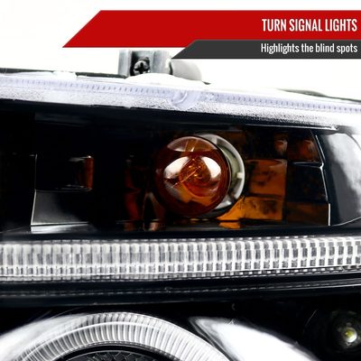 1997-2004 Dodge Dakota/ 98-2003 Durango Dual Halo Projector Headlights Jet Black