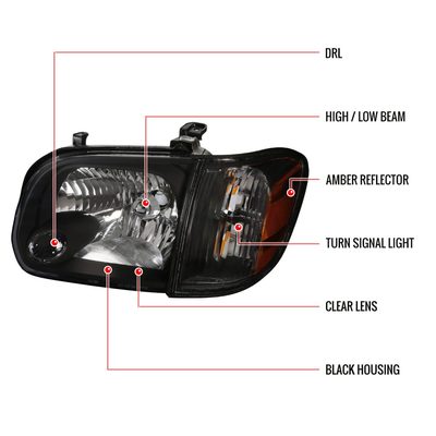 2005-2006 Toyota Tundra / SR5 Limited Sequoia Headlights Corner Signal Black