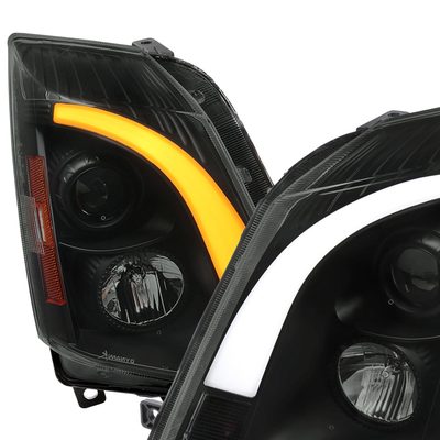 2008-2014 Cadillac CTS Sequential LED Bar Projector Headlights Matt Smoke