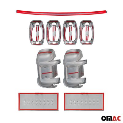 2014-2022 RAM ProMaster Mirror Cover Caps & Door Sill Covers Chrome Set 13x