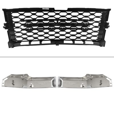 2019-2022 Chevy Silverado 1500 WT Glossy Honeycomb Hood Grille Chrome Trim
