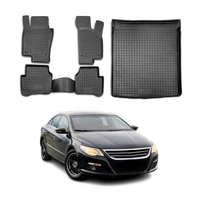 2009-2017 VW CC Floor Mats & Cargo Liner Full Set All Weather Black