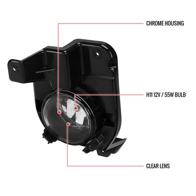 2011-2015 Ford Explorer H11 Fog Lights Kit Switch & Wiring Harness Chrome