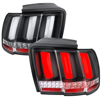 1999-2004 Ford Mustang Sequential LED Tail Lights Matte Black/Clear Lens