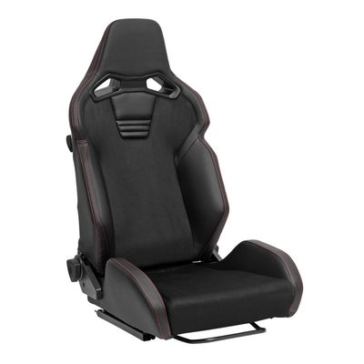 Universal Racing Seat Black Pu And Black Suede With Double Black Stitch