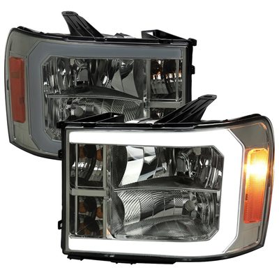 2007-2013 GMC Sierra 1500/ 2500HD 3500HD LED Bar Factory Headlights Chrome