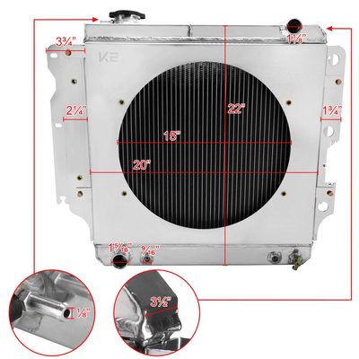 1987-2006 Jeep Wrangler TJ YJ 2.4L/4.2L 3-Row Radiator & Shroud Fan