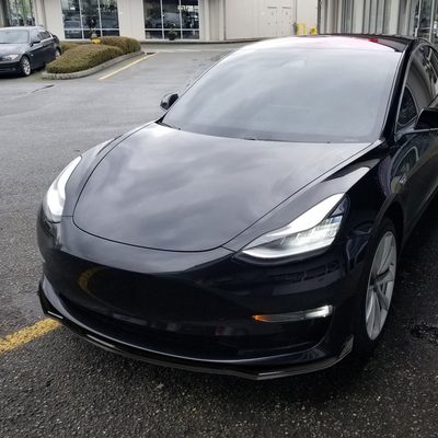2017-2020 Tesla Model 3 Glossy Black Polypropylene 3Pcs Bumper Lip