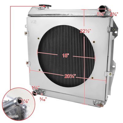 1988-1995 Toyota Pickup/4Runner V6 3 Row Radiator with Fan Shroud