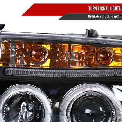 1997-2004 Dodge Dakota/ 1998-2003 Durango Dual Halo Projector Headlights Black