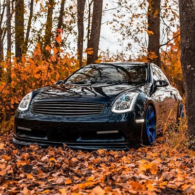 2003-2007 Infiniti G35 Coupe LED Bar Projector Headlights Turn Signals Chrome