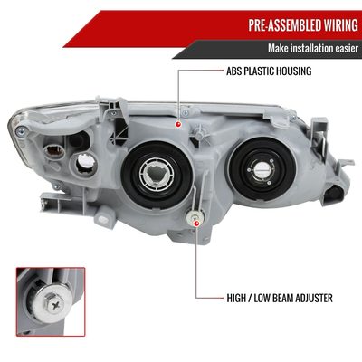 2012-2014 Toyota Camry Projector Headlights w/ Amber Reflectors Chrome/Clear