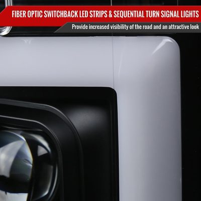2017-2019 Ford F-250 F-350 F-450 F-550 LED C-Bar Headlights Signal Black