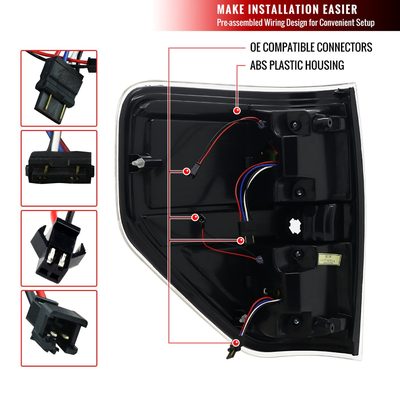 2009-2014 Ford F-150 LED Tail Lights - OZ Matte Black Housing/Clear Lens