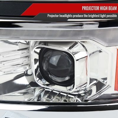 2014-2015 Chevy Silverado 1500 Sequential LED Bar Projector Headlights Chrome