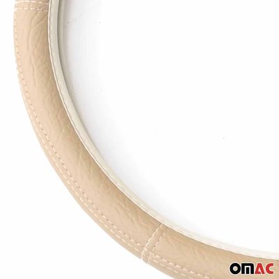 14.5-15.5’’ Steering Wheel Cover Beige Leather Anti-slip Breathable