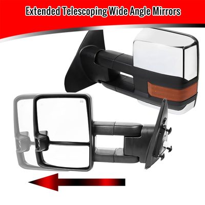 2007-2017 Toyota Tundra/ 08-2017 Sequoia Chrome Heated BSM Towing Mirrors Amber