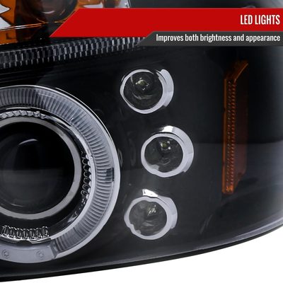 1997-2004 Dodge Dakota/ 1998-2003 Durango Dual Halo Projector Headlights Smoke