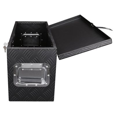 Universal 24" Heavy Duty Black Aluminum Tool Box w/ Side Handles Lock & Keys
