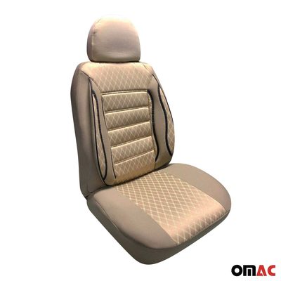 OMAC Universal Semi Custom Front Car Seat Cover Protector Beige Polycotton