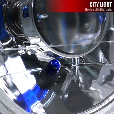 Universal 7" Round H4 Projector Headlights Chrome Housing/Clear Lens