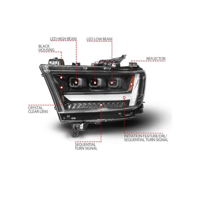 Anzo Black DRL Projector Headlights 111628A-L&ANZ-111628A-R