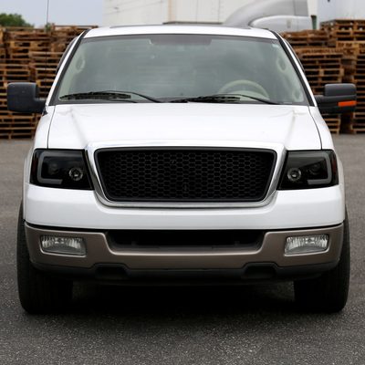 2004-2008 Ford F-150/Lincoln Mark LT LED CBar Projector Headlights Black&Smoke