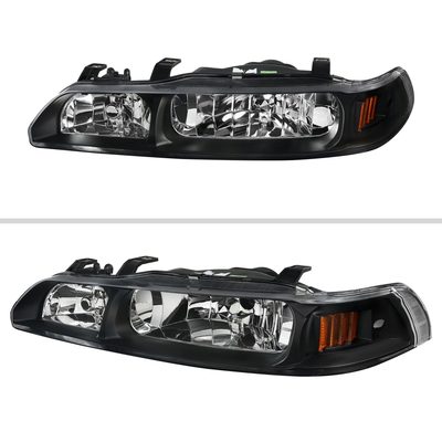 1990-1993 Acura Integra Factory Crystal Headlights Amber Reflectors Black