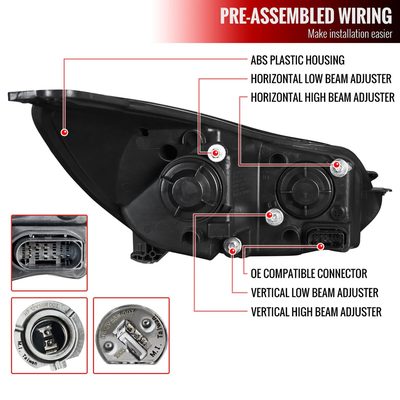 2012-2014 Ford Focus LED Bar Projector Headlights LED Turn Signal Lights Black