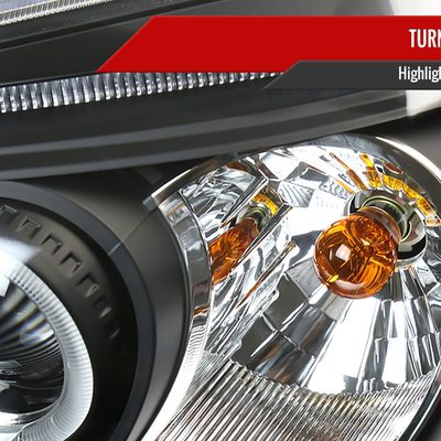 2001-2003 Honda Civic Dual Halo Projector Headlights Matte Black/Clear Lens