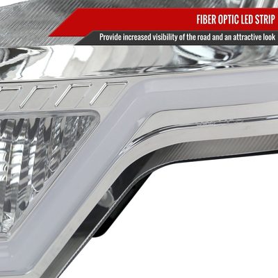 2009-2014 Ford F-150 LED Bar Factory Headlights Amber Reflectors Chrome