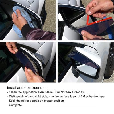 Universal Smoke PVC Plastic Car Rear View Side Mirror Rain Board Eyebrow 2Pcs