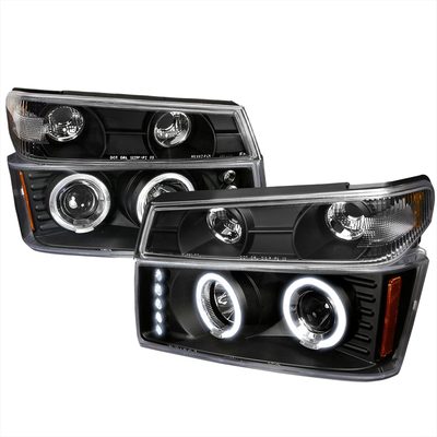2004-2012 Chevy Colorado Canyon Dual Halo Headlights Corner Signal Light Black