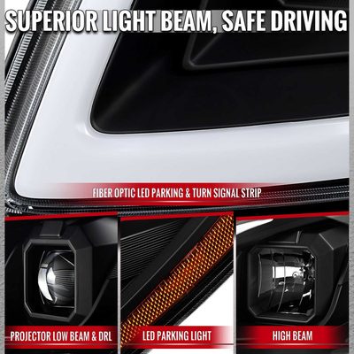 For Chevrolet Cobalt / Pontiac G5 2005-2010 LED Bar Projector Headlights LED DRL Light Tube Matte Black Housing Clear Lens