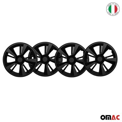 Twintone Hub Caps Wheel Cover 14" Black Matt & Dark Gray Insert Full Set 4 pcs.