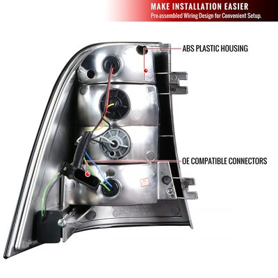 1998-2005 Mercedes Benz W163 M Class LED Tail Lights Chrome/Red Smoke Lens