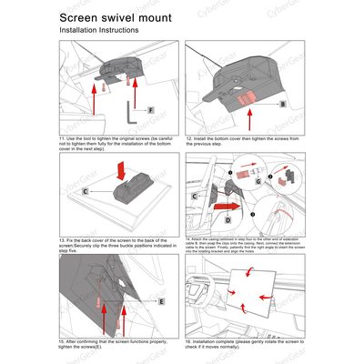 Tesla Cybertruck Dashboard Screen Swivel Tilt Mount Rotating Kit