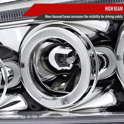 2005-2010 Dodge Charger Dual Halo Projector Headlights Chrome/Clear Lens