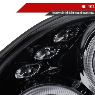 2002-2003 Subaru Impreza Dual Halo Bug Eye Projector Headlights Black/Smoke