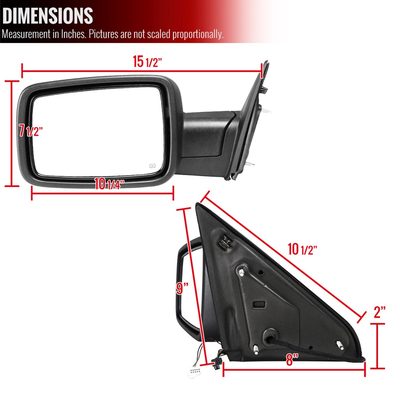 2009-2012 Dodge RAM Chrome Heated Side Mirror &Turn Signal Puddle Light Driver