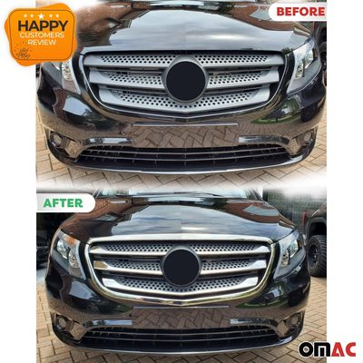 2016-2024 Mercedes Metris Front Bumper Grill Trim Molding Stainless Steel 7x